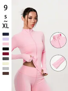 Women's Casual Sporty Jacket, Loose Fit V Neck Long Sleeve, Fall & Winter Gym Wear, Daily Spring, Plain Style, High Elasticity Jacket