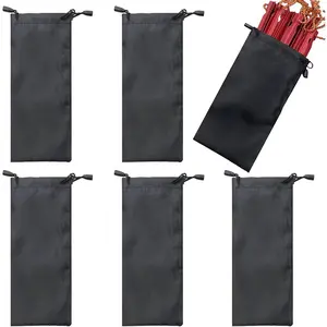 6 Pack Tent Stakes Bag  Tent Pegs Bag with Drawstring Storage Pouch Pocket Protector for 7in Tent Stake 8 Inch Ground Stakes Awning Caravan Camping Pegs Canopy Anchors Tent Spikes