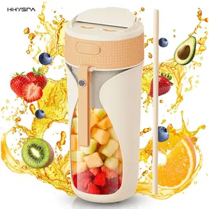 Hhyspa Portable Ice-Crushing Blender Cup, USB-C Rechargeable, 6-Blade Power, 450ml, BPA Free, For Smoothies On-the-Go