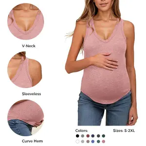 UNCLECAT Women's Maternity Tank Tops Summer V-Neck Sleeveless Pregnancy Clothes Casual Basic shirt