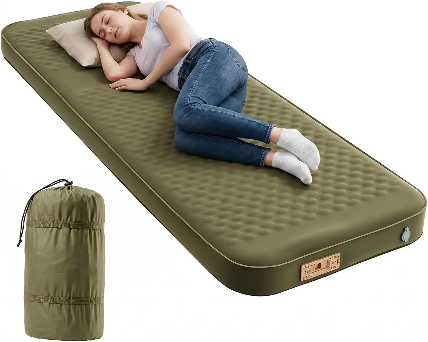 Docred Sleeping Pad for Camping, 4" Thick Self Inflating Sleeping Pad with Built-in Pump, 4 Season Inflatable Sleeping Pad for Camping Cot, Tent & Car