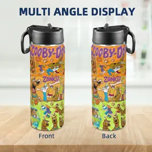 20oz Scooby-Doo Insulated Water Bottle with Straw & Handle Stainless Steel Leakproof Sports Tumbler for Hot Cold Drinks Coffee Milk Gym Camping Travel Retro Cartoon Cup TikTok Viral Trending Aesthetic Reusable Drinkware Portable Gift for Fans