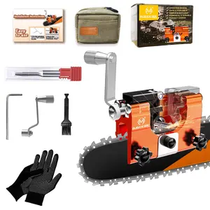 Sharpener Tool Chainsaw Jig Tungsten Burr Hand Crank 8-22in Garden
