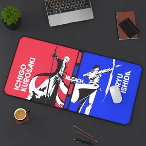 Bleach Deskmat, Ichigo Kurosaki and Uryu Ishida Bleach Mouse pad, Anime Manga Desk Decoration, Red Blue Mousepad, Bleach Anime Accessories