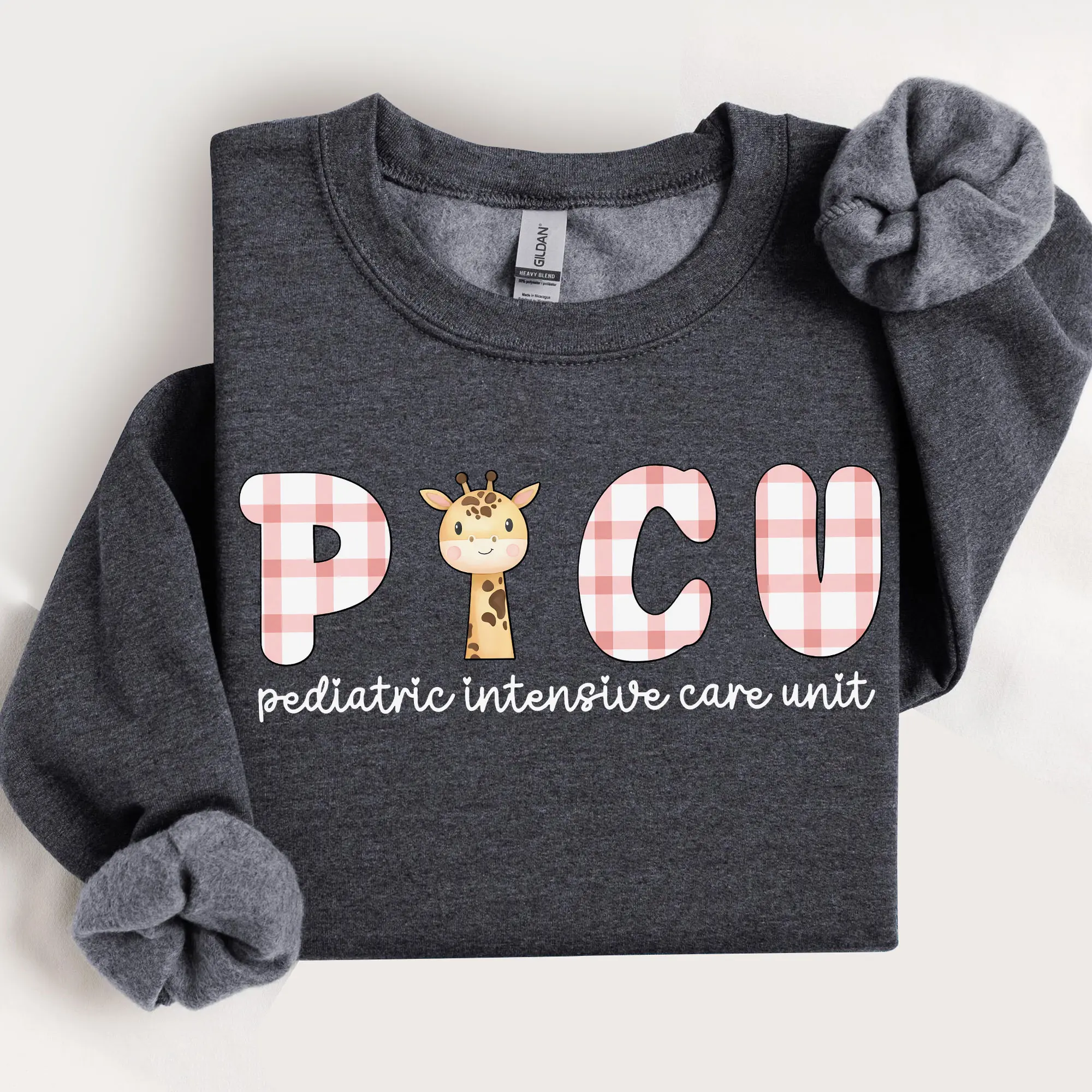 Pediatric Intensive Care Unit Nurse Shirt, Pink Gingham PICU Graduation Gift Nurse Appreciation Present Picu Student Tshirt