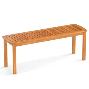 COSTWAY - Set of 2 Acacia wood outdoor bench with slatted seat for garden