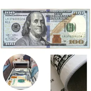 Creative 100 dollar bill carpet bedroom decoration bedside soft carpet floor mat dollar pattern long strip carpet