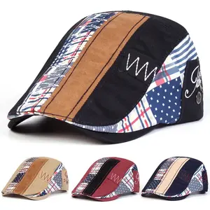 Unisex Colorful Fabric Splicing Newsboy Caps British Painters Hats Spring Autumn Octagonal Cap Hip Hop Berets Hat