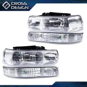 CROSSDESIGN Headlights Signal Lights Fit For 99-02 Chevy Silverado / 00-06 Tahoe Suburban