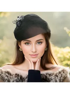 Vintage Half Hat Headband | Tulle & Bead Details, Perfect Birthday Gift