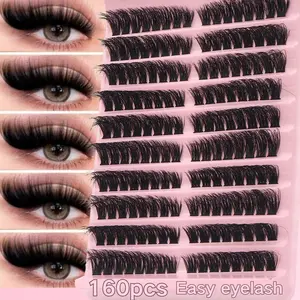 160pcs Fluffy & Thick Eyelash Extension Set, 3D Individual Faux Mink, Synthetic Lashes, D Curl, 10mm-18mm Length, 3D Effect Individual Cluster Eyelashes For DIY Eyelash Extension