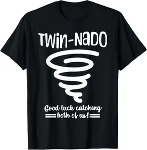 Tornado Twin Day for Spirit Week Best Friend Twinning Sister T-Shirt Pure Cotton Graphic Tees Menswear Top: Gifts for Men & Women