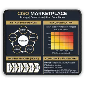 NIST CSF 2.0 Framework Mouse Pad | Grc Compliance Reference | Risk Quantification | Cybersecurity Standards | CISO Governance Tool