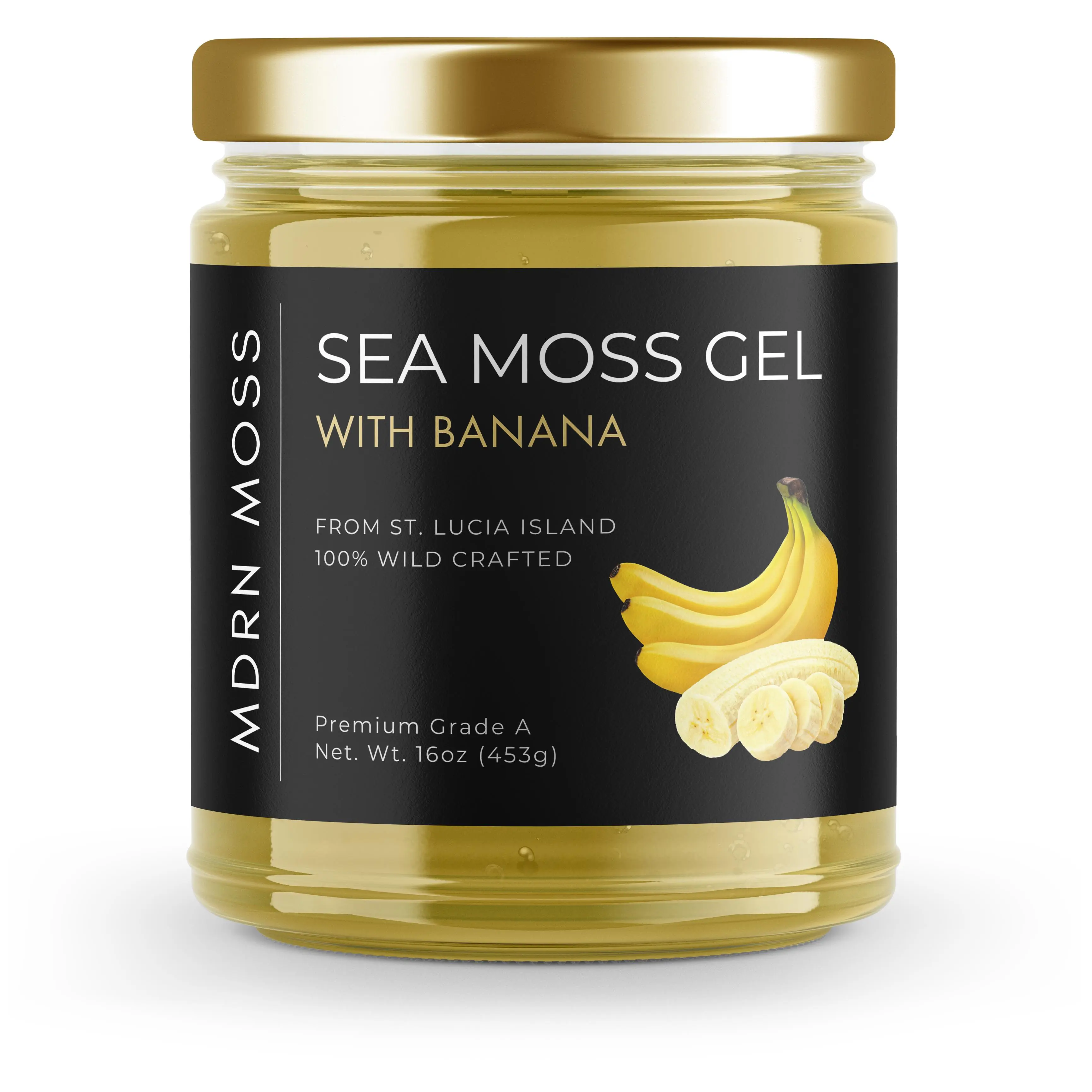 MDRN Moss Sea Moss Gel with Banana | St. Lucia Premium "Shelf-Stable" Sea Moss Gel Infused with Bananas | Antioxidants Nutritional Supplement