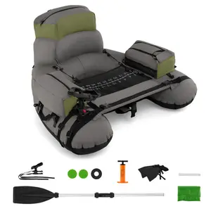 Inflatable Float Tube, Fishing Belly Boat with Fish Ruler, Pump, Storage Bag, Adjustable Straps, Fishing Float Tube for Angling, 350LBS Load Capacity
