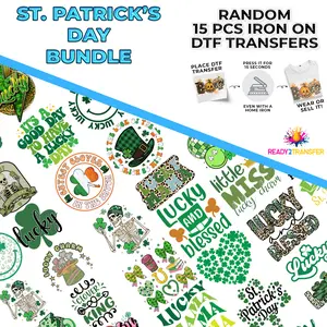 15pcs St. Patrick's Theme Design DTF Heat Transfer Bundle