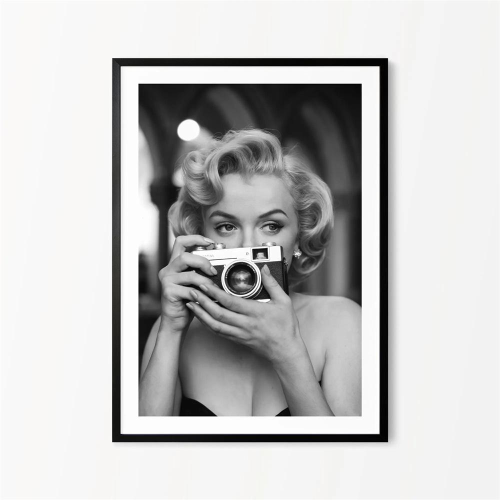Black and White Movie Star Marilyn Monroe Poster Modern Art Canvas Painting Cafe Bar Room Wall Decor Cuadros Black and White Movie Star Marilyn Monroe Poster Modern Art Canvas Painting Cafe Bar Room Wall Decor Cuadros