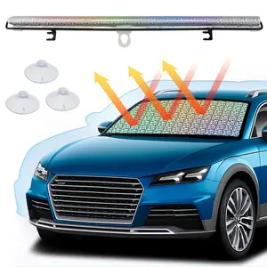 Retractable Car Windshield Sun Shade Cover, Double Suction Cups Sun Visor Protector Blocks 99% UV Rays, Keeps Vehicle Cool for Front & Rear Window