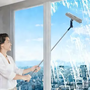Extended Pole Dual-Sided Window Cleaning Tool, Specialized High-Rise Window Cleaning Equipment, Household High-Rise Window Brush. Powerful Suction Dual-sided Window Cleaner, Extendable Telescopic Pole Design, Safe and Efficient Glass Cleaning Tool.