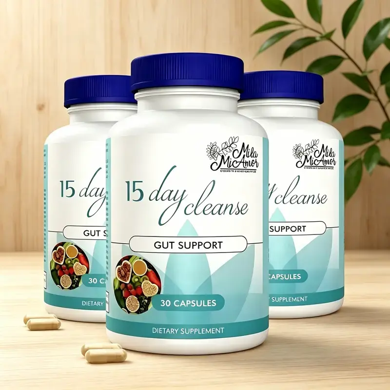 Mila McAnner 15 Day Cleanse Gut and Colon Support Caffeine Free Advanced Formula with Senna Cascara Sagrada Psyllium Husk Non-GMO Probiotics