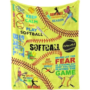 Softball Blanket Softball Gift forMen and Women Plush Softball Blanket for SofaBed Sofa Home Decor