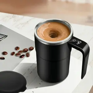 Rechargeable Magnetic Electric Self Stirring Mug Smart LCD Temperature Display Automatic Mixing Coffee Cup Portable USB Charging Drink Mixer Cup For Home Office Travel Milk Cocoa Beverage-MM1