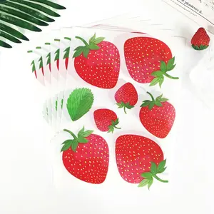 Creative Fruit Strawberry Wall Sticker Set, 10 Self-Adhesive Removable PVC Art Decorations, Home and Office Wall Decoration
