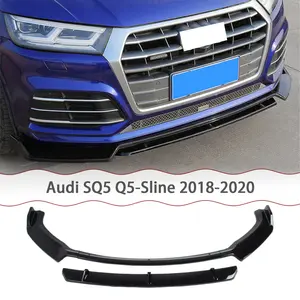 MUTUSAISI Front Bumper Lip Splitter Spoiler For Audi SQ5 Q5-Sline 2018 2019 2020 Gloss Black 4pcs Accessories Air Chin Body Kit