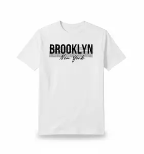Men's White T-Shirt with Brooklyn New York Graphic Print - Casual Streetwear for Urban Style, Perfect for Daily Wear and City Outings