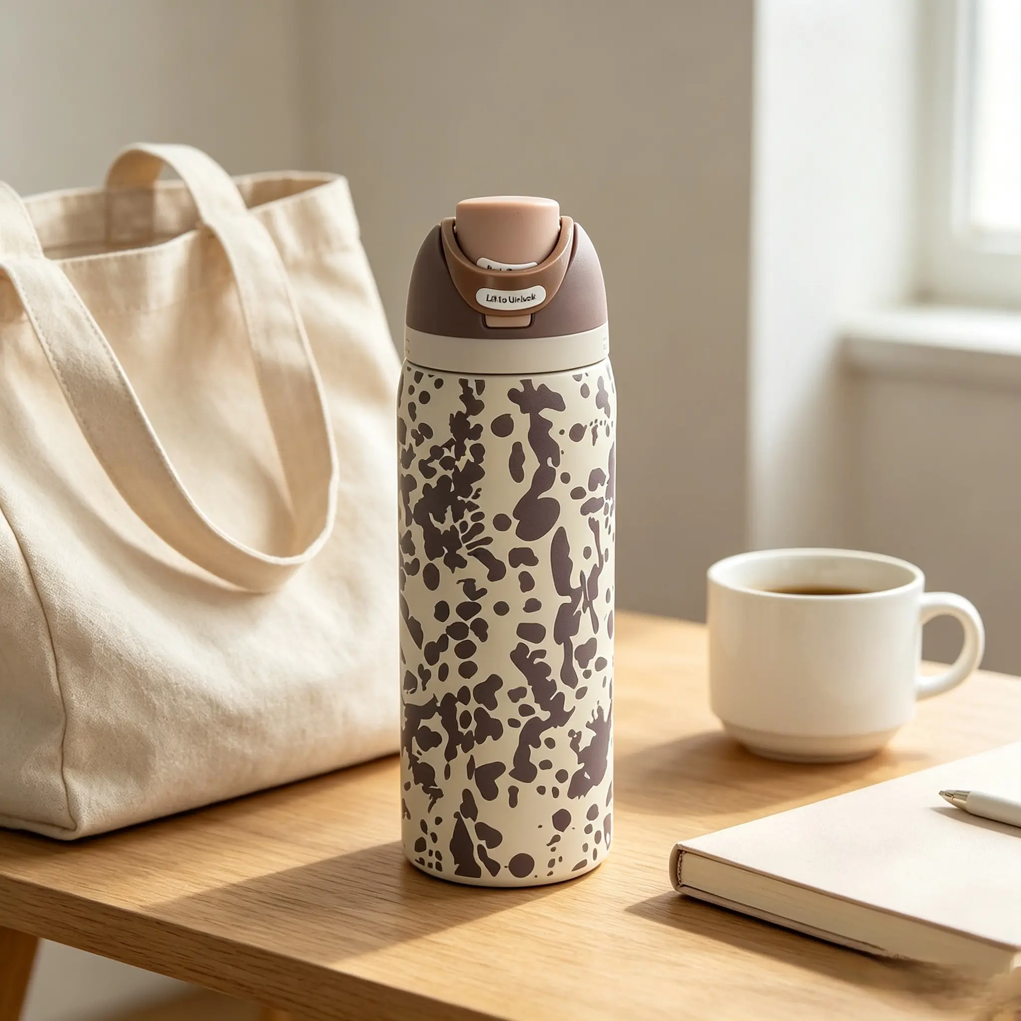 32oz Aesthetic Cow Spot Owala Insulated Vacuum Flask, 1-Hand Lift-to-Unlock Flip Lid, BPA-Free, Long-Lasting Cold & Heat Retention Portable Drinkware fairway daily office use dad collection Snowflake Christmas Mug christian gift hot drink cup