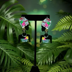 Women's Ethnic African Alloy Dangle Earrings, Fashion Costume Jewelry for Females