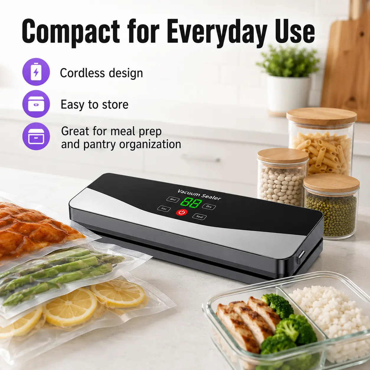 Multi-Pack Continuous Automatic Vacuum Sealer Dry Wet Food Vacuum Packing Machine For Home Kitchen Food Storage