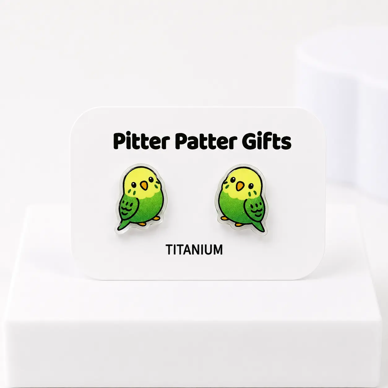 Parakeet Budgie Earrings, Kawaii Jewelry Studs, Lightweight Acrylic