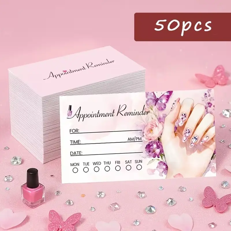 50 Sheets Nail Appointment Cards, Professional Reminder Records for Beauty Salons, Manicure & Massage Notifications, Essential Salon Tools, Nail Care