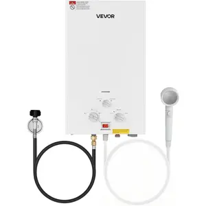 VEVOR Portable Propane Water Heater, 10L Tankless Outdoor Water Heater, 68000 BTU 2.64 GPM Instant Hot Water, with Accessory Set + Regulator for RV Camping Trips Cabins Barns