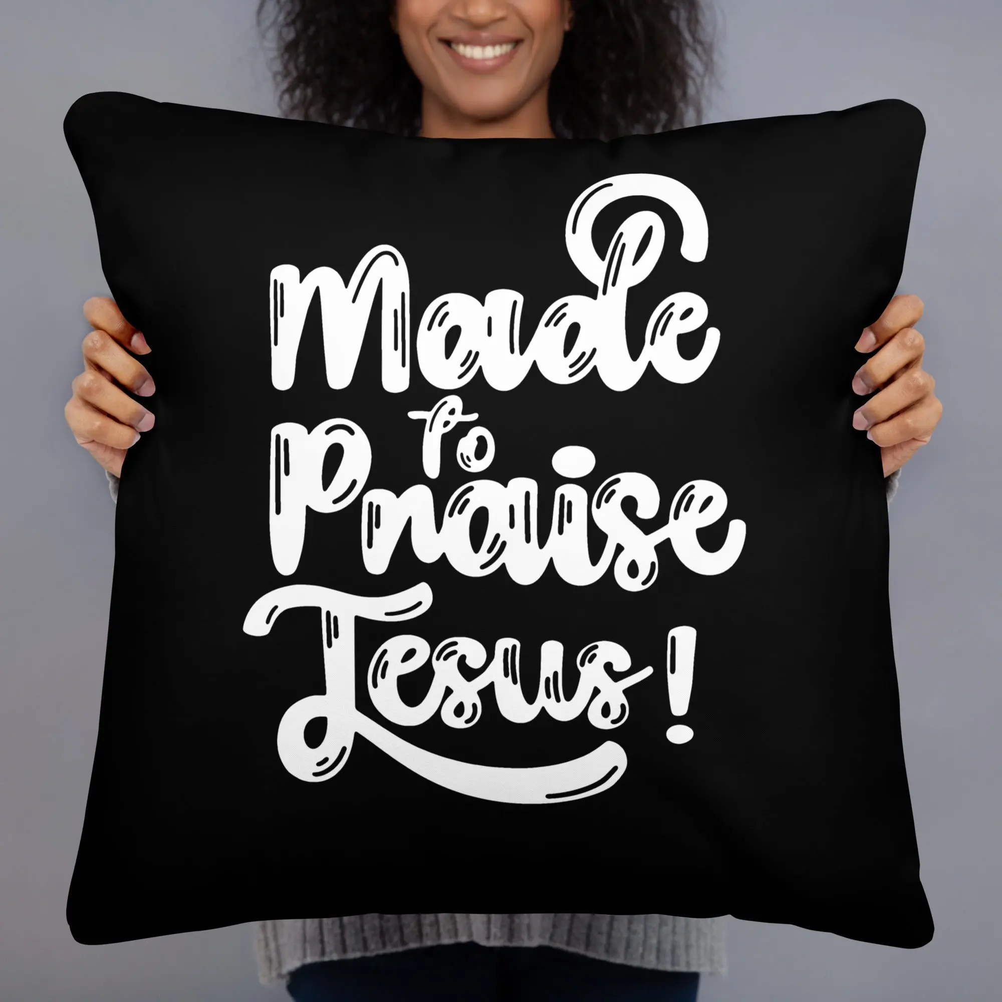 (Brandon's Letters) Made To Praise Jesus Christian Throw Pillow Kadosh Living