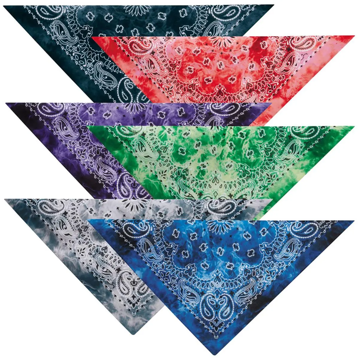 212 MAIN Dog & Cat Cotton Blend Fabric Neck Bandana - Square Headband, Classic Paisley Grey, 22x22 in, Machine Washable, Everyday Wear