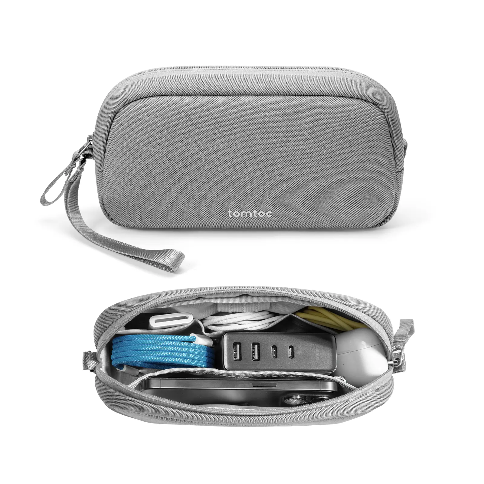 tomtoc Electronics Organizer Travel Case, Water Resistant Travel Bag Cable Organizer for Essentials, Tech Pouch Accessories Carry Storage