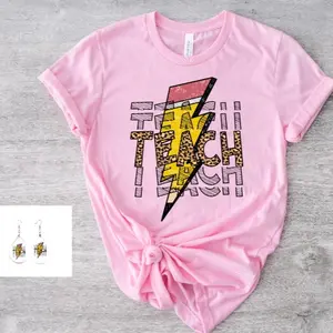 Teach pencil tee and earrings