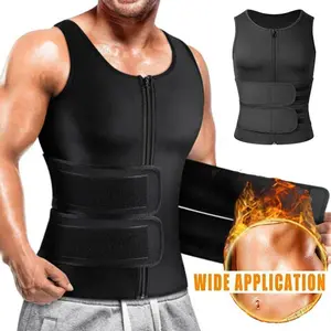Men's Sauna Vest, Double Belt Tummy Control Sauna Vest Waist Trainer, Men Compression Waist Trainer Gym Fitness Breathable Sweat Abdominal Shaping Tank Top Workout Apparel