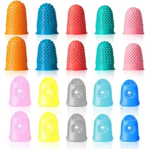 20 count Rubber Finger Covers for Hand Sewing with Finger Protection, Durable Rubber Finger Tips for Quilting, Knitting, Embroidery, Paperwork & Crafts (5 Sizes)