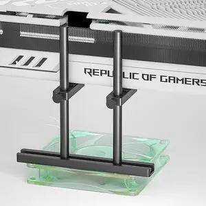 GPU Support Brat Dual Brace: Fan mounting Adjustable Aluminum Graphics Card GPU Sag Brat Video Card Stand Holder Graphics Card Brat, Support Big GPU  mm