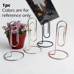 1pc desktop sticker holder - Creative DIY decoration metal business card photo holder, suitable for desktop supplies, desktop storage organization, Desk Organizer, Desk Accessories