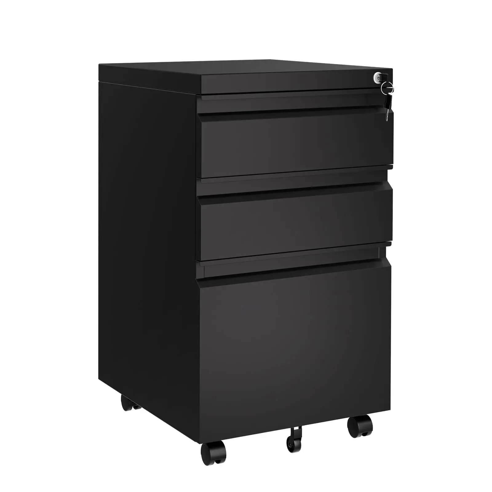 File Cabinet 3-Drawer Mobile File Cabinet with Lock Keys, 24 inch Under Desk Storage Fits Legal Letter A4 Easy Assembly Office