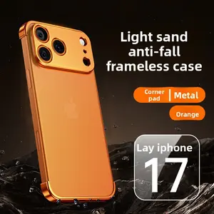 Alloy Aluminum Metal Frame with MagSafe Magnetic PC Backboard Ultra Thin Phone Cover for iPhone 17 Pro Max 17 Air 17Pro  Full Coverage Lens Protector Wireless Charging Orange Upgraded Version pluto  case