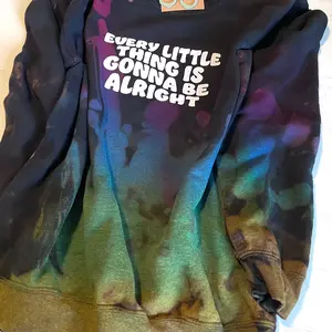 Every Little Thing is Gonna Be Alright, Warm tones reverse tie dye sweatshirt, crew neck pullover sweater, tie dye fashion, hand-dyed Crewneck