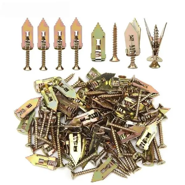 100PCS 200PCS Self-Drilling Drywall Expansion Plug Anchors Kit No Drill Needed Strong Load Bearing Corrosion Resistant Easy Hang for Home Office Bedroom Kitchen Includes Anchors Screws Adjustable Hooks & Bracket for Quick Install,Expansion Screw