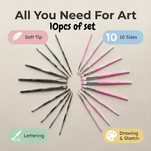 10pcs artist's brush set, with 4 gradient colors, bright colors and soft nib, is suitable for all kinds of acrylic paints | watercolor painting | gouache creation | and is the perfect gift for artists and beginners.