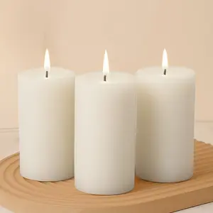 6-Pack Unscented Dripless Pillar Candles – 3"x6" White Paraffin Wax with Smokeless Cotton Wicks, Clean & Long-Lasting 60-Hour Burn