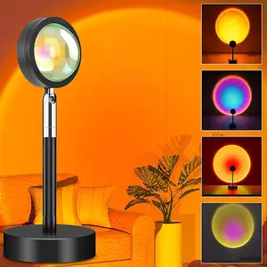 Sunset Lamp Projector Rainbow Light with Remote 360 Degree Rotation Sunset Projector Lamps Projection Night Light for Selfie Photography Home Bedroom Decor Living Room